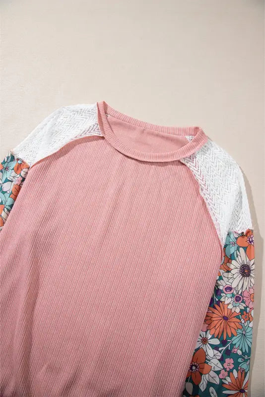 Floral sleeve textured blouse - blouses