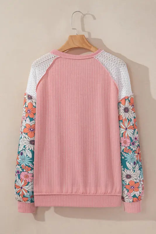 Floral sleeve textured blouse - blouses