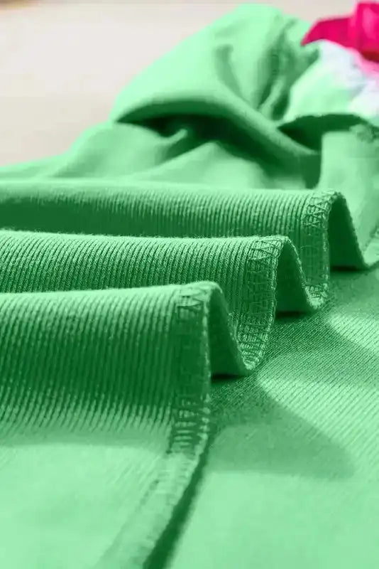 Floral Sleeve Top - Light Green Contrast Ricrac - Fashionfitz