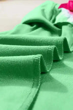 Floral Sleeve Top - Light Green Contrast Ricrac - Fashionfitz