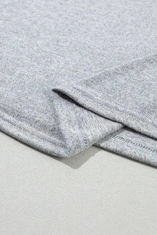 Floral-Sleeves Buttoned V-Neck Top - Gray - Fashionfitz