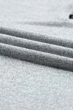 Floral-Sleeves Buttoned V-Neck Top - Gray - Fashionfitz