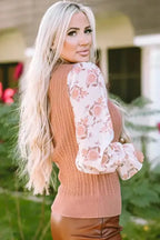 Floral Sleeves Cable Knit Sweater - Fashionfitz