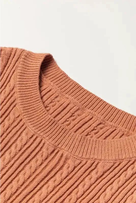 Floral Sleeves Cable Knit Sweater - Fashionfitz