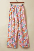 Floral Smocked Waist Loose Pants - Fashionfitz