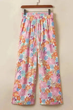 Floral Smocked Waist Loose Pants - Fashionfitz