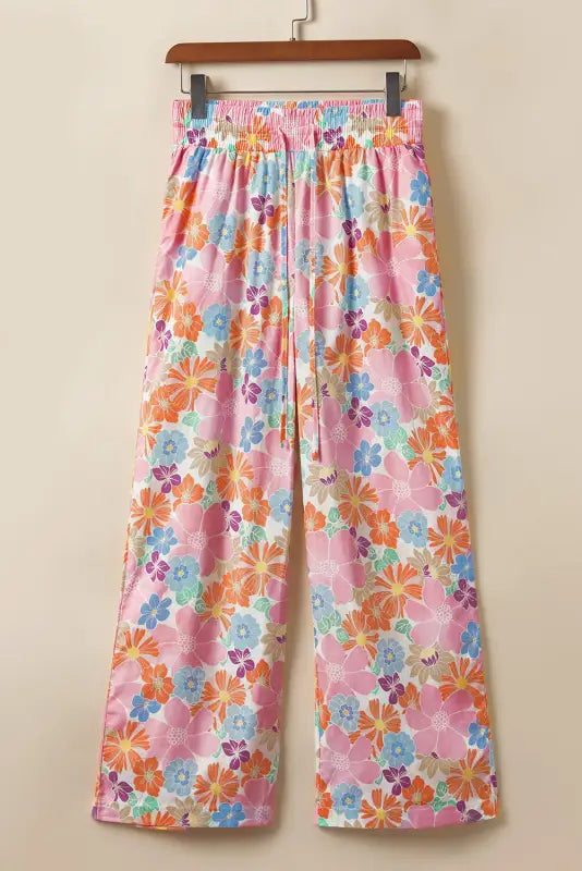 Colorful floral print pajama pants with smocked waist for ultimate relax relax relaxation