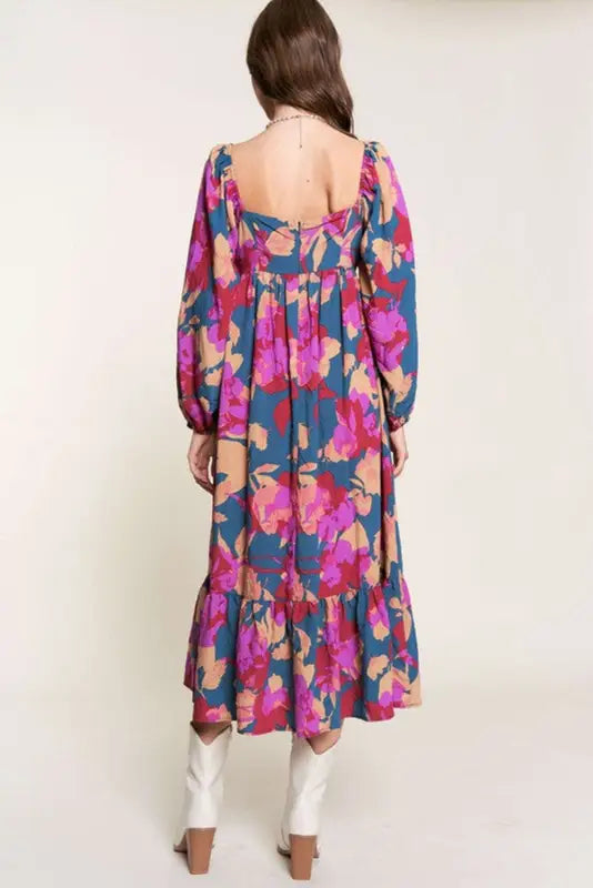 Boho floral ruffled maxi dress | retro charm | fashionfitz