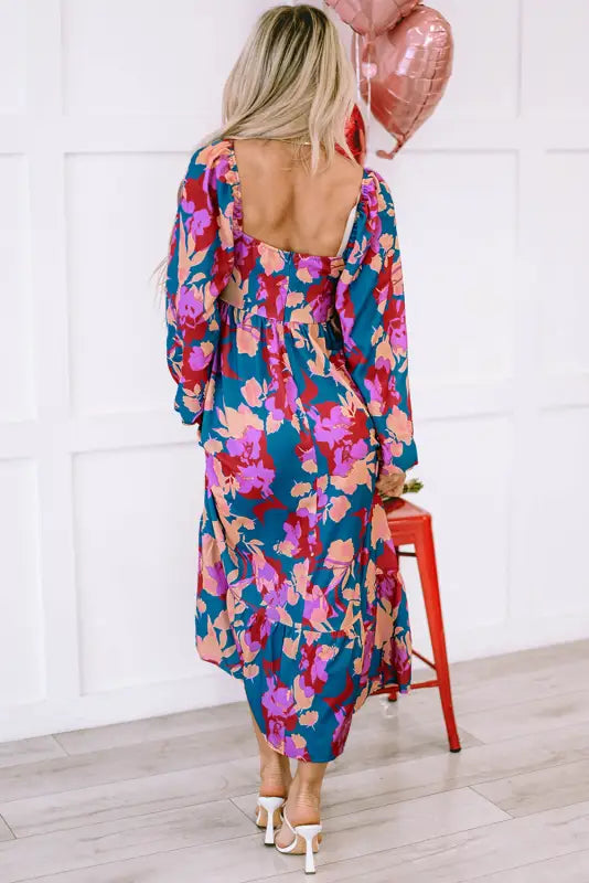 Boho floral ruffled maxi dress | retro charm | fashionfitz