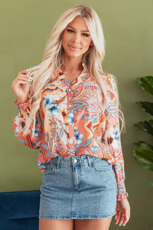 Floral sunset loose fit shirt - vibrant & relaxed