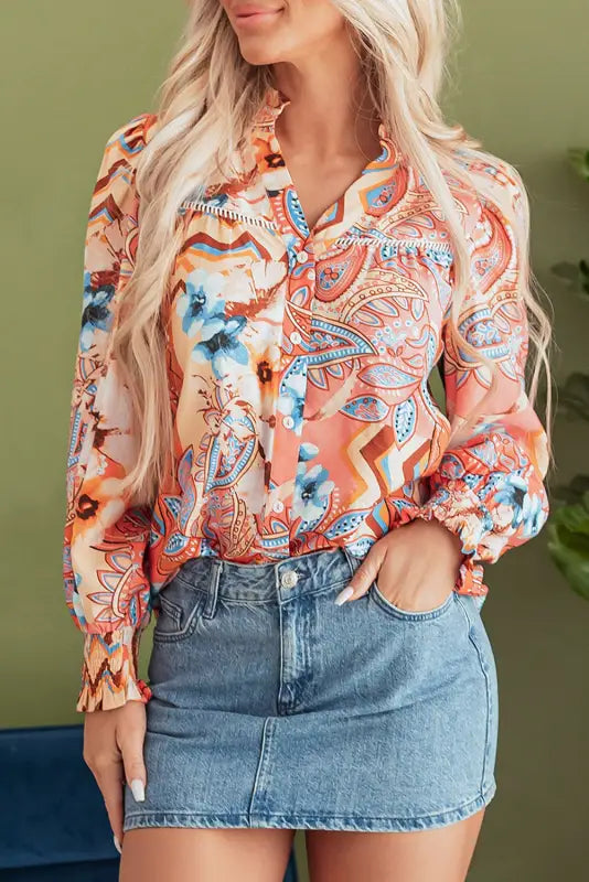 Floral sunset loose fit shirt - vibrant & relaxed