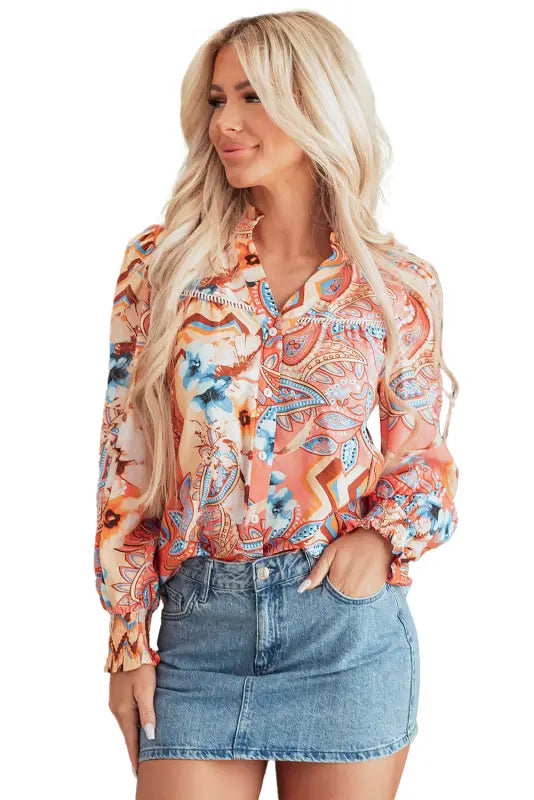 Floral sunset loose fit shirt - vibrant & relaxed