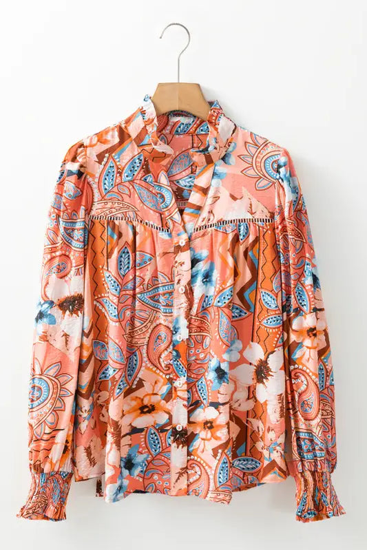 Floral sunset loose fit shirt - vibrant & relaxed