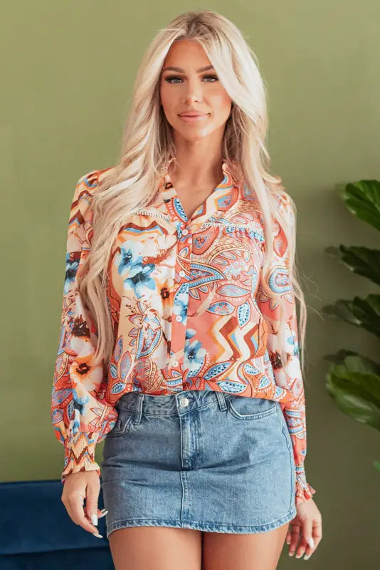 Floral sunset loose fit shirt - vibrant & relaxed