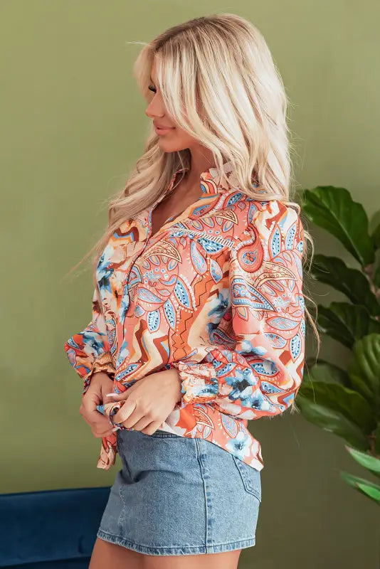 Floral sunset loose fit shirt - vibrant & relaxed