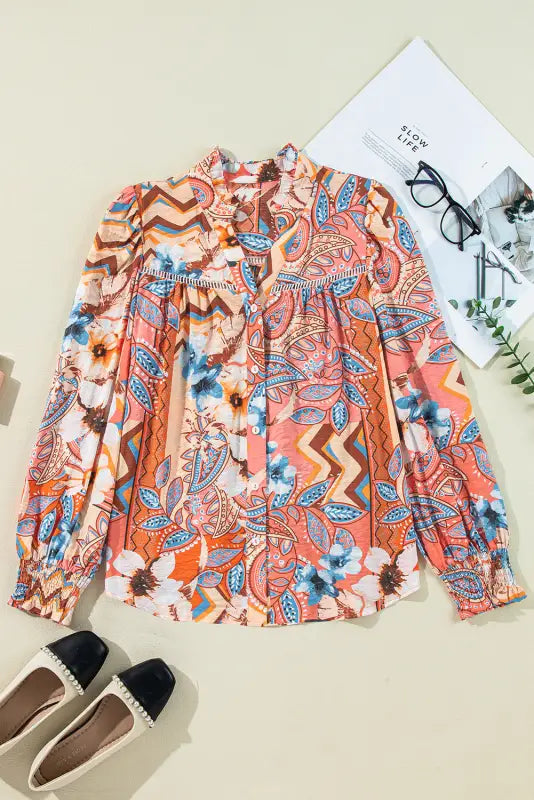 Floral sunset loose fit shirt - vibrant & relaxed