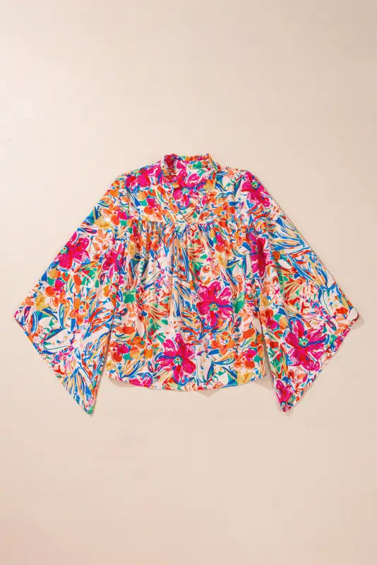 Floral symphony bell-sleeve shirt | elegant & trendy