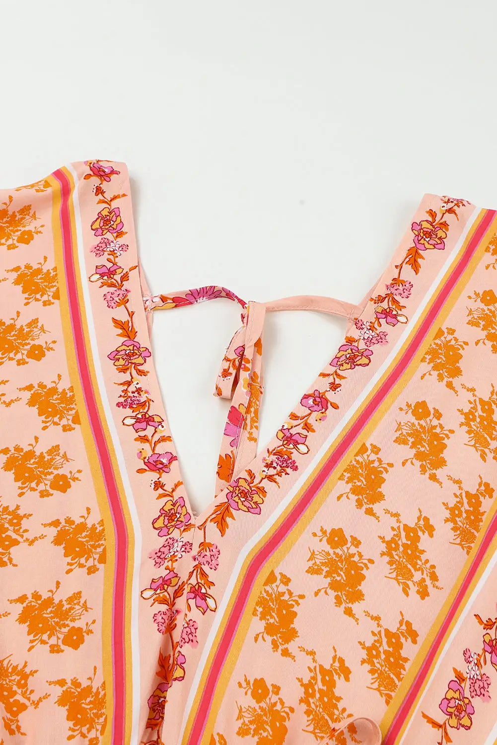 Floral tassel drawstring kimono dress - dresses