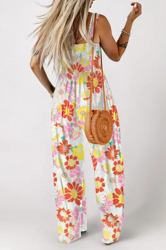 Floral wide leg jumpsuit - jumpsuits