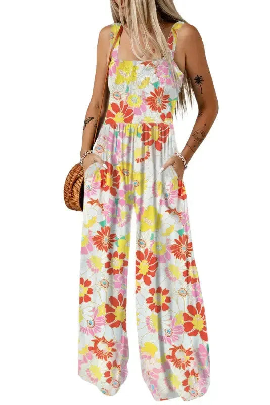 Floral Wide Leg Jumpsuit - Fashionfitz