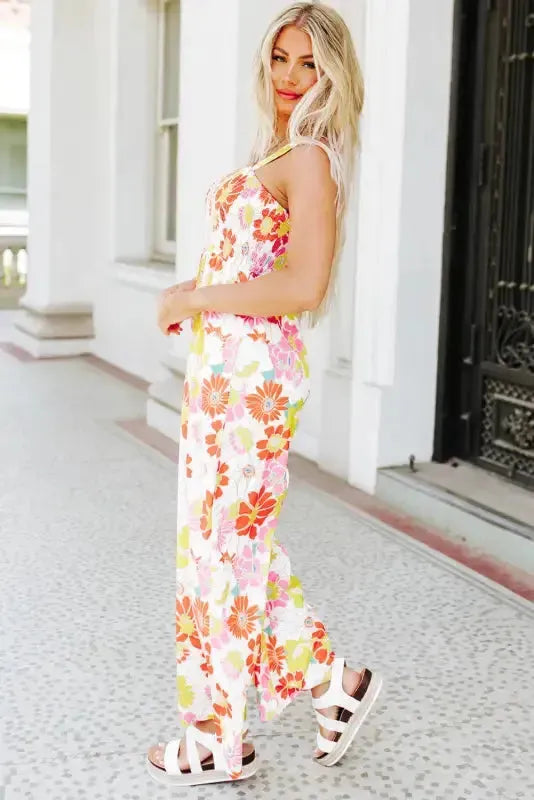 Floral Wide Leg Jumpsuit - Fashionfitz