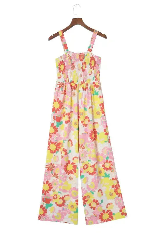 Floral Wide Leg Jumpsuit - Fashionfitz