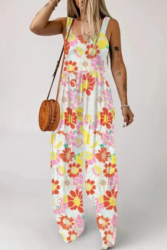 Floral Wide Leg Jumpsuit - Fashionfitz