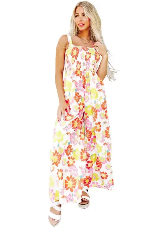 Floral Wide Leg Jumpsuit - Fashionfitz