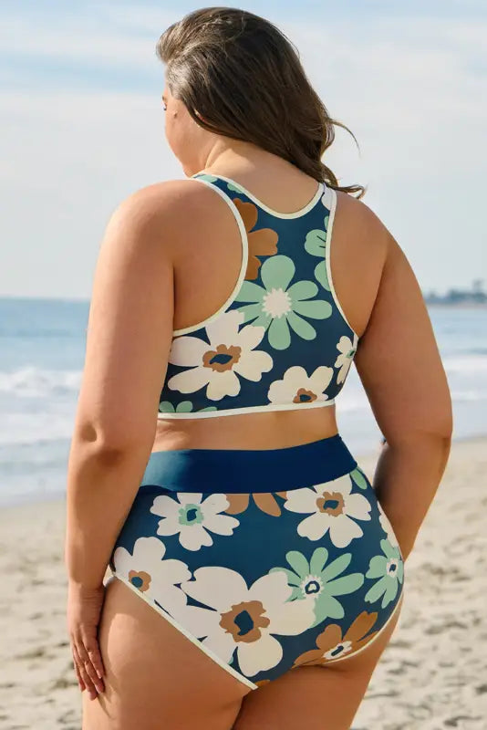 Floral zipped bikini - plus size by fashionfitz