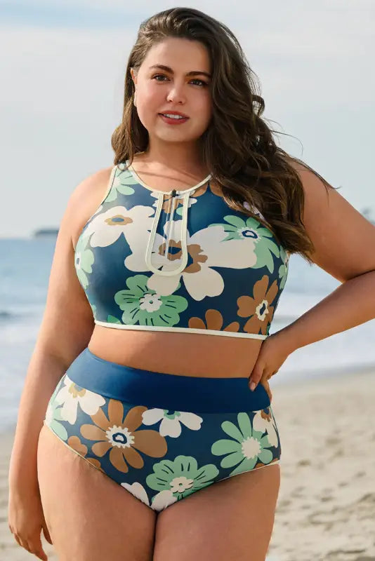 Floral zipped bikini - plus size by fashionfitz