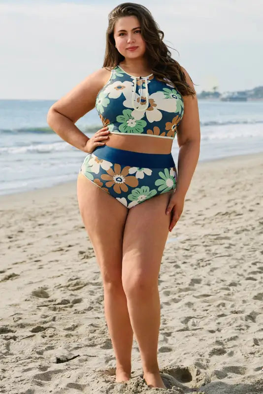 Floral zipped bikini - plus size by fashionfitz