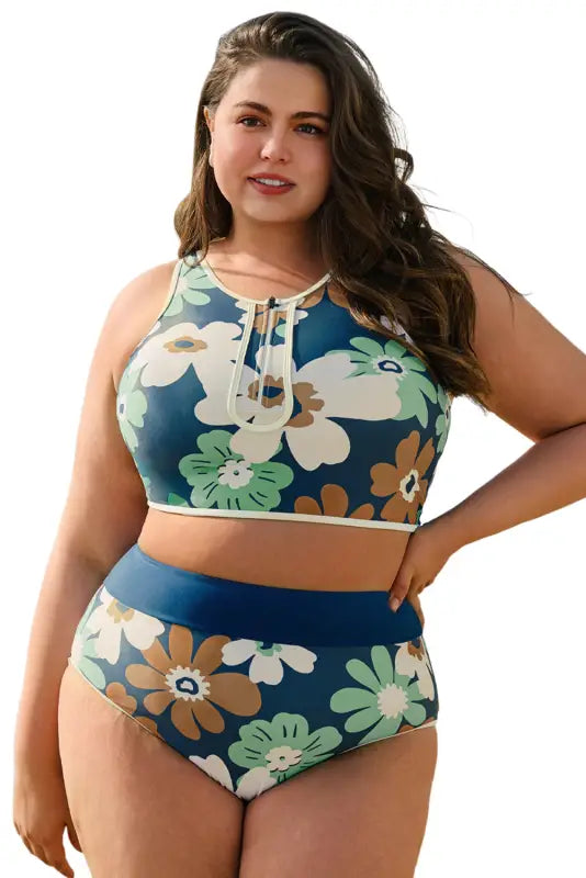 Floral zipped bikini - plus size by fashionfitz