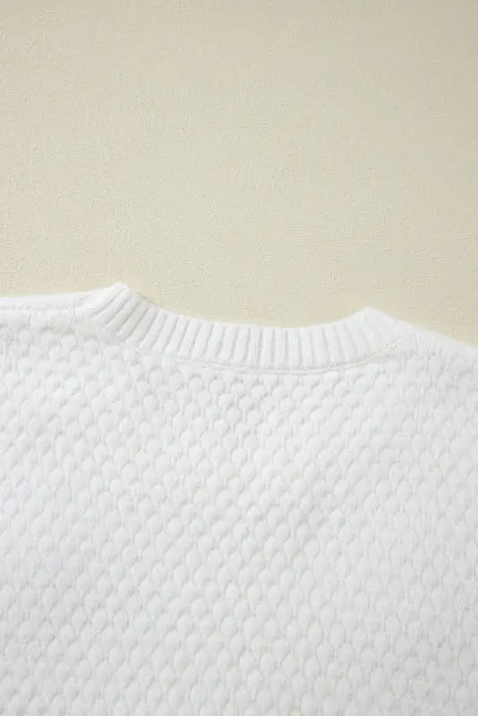 Flower applique white sweater | fashionfitz