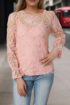 Flower Embroidered Mesh Top - Fashionfitz