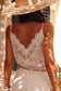 White tank top - flower embroidered lace crochet v neck - tops