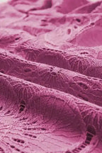 Flower Eyelet Top - Jacquard Keyhole Flounce Sleeve - Fashionfitz