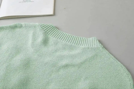 Flower Knit Top - Short Sleeve Pink Multi Crochet Sweater - Fashionfitz