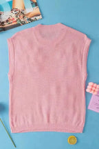 Flower Knit Top - Short Sleeve Pink Multi Crochet Sweater - Fashionfitz