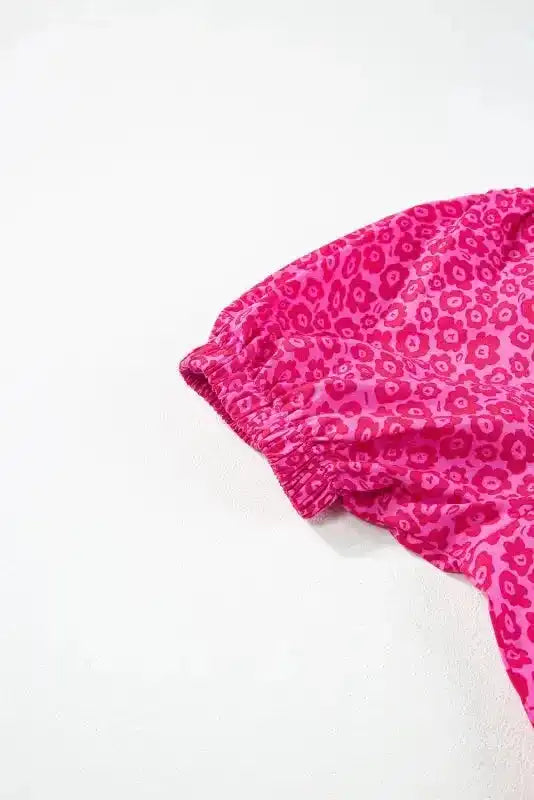 Flower Maxi Dress - Rose Red Mock Neck Puff Sleeve Tiered - Fashionfitz