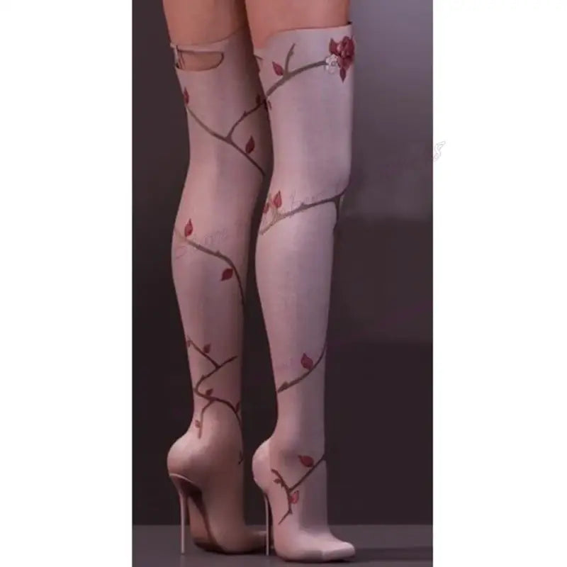 Flower over the knee leather boots - as picture1 / 35