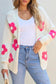 Flower pattern open front cardigan - cardigans