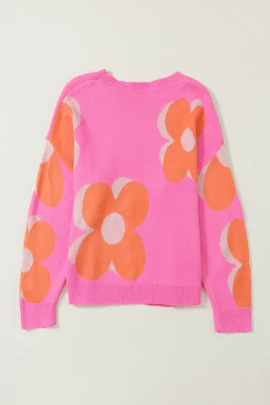 Flower pattern slouchy sweater - sweaters & cardigans