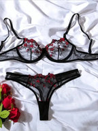 Flower Power 2 Piece Lingerie Set - Mesh - Fashionfitz