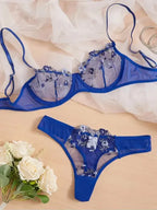 Flower Power 2 Piece Lingerie Set - Mesh - Fashionfitz