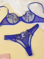 Flower Power 2 Piece Lingerie Set - Mesh - Fashionfitz