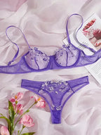 Flower Power 2 Piece Lingerie Set - Mesh - Fashionfitz