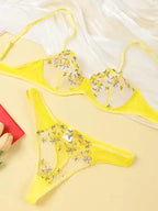 Flower Power 2 Piece Lingerie Set - Mesh - Fashionfitz