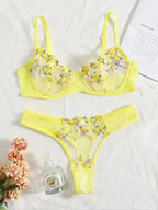 Flower Power 2 Piece Lingerie Set - Mesh - Fashionfitz
