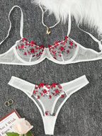 Flower Power 2 Piece Lingerie Set - Mesh - Fashionfitz