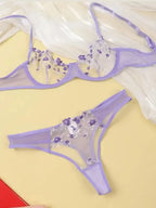 Flower Power 2 Piece Lingerie Set - Mesh - Fashionfitz